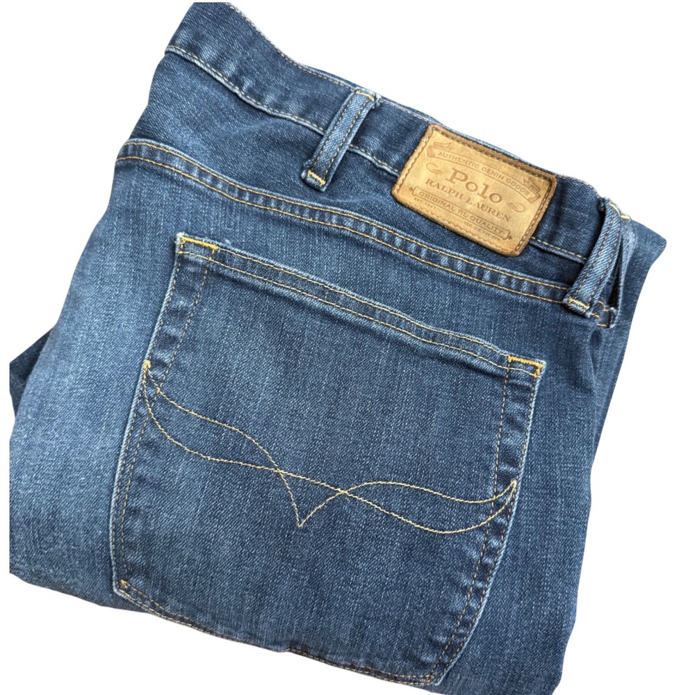 Polo Ralph Lauren Varick Slim Straight Jeans Mens 40x32‎ Blue Denim Cotton Blend